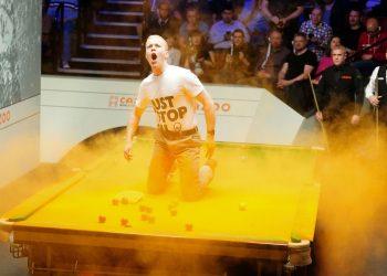 Just Stop Oil protesters cause stoppage in play at World Snooker Championship 