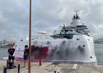 Superyacht Belonging to Walmart Heiress Nancy Walton Laurie Vandalized by Climate Activists in Ibiza