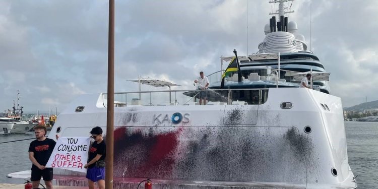 Superyacht Belonging to Walmart Heiress Nancy Walton Laurie Vandalized by Climate Activists in Ibiza