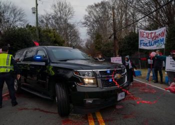 Demonstrators Protest U.S. Policy on Gaza Outside Secretary of State Blinken’s Home